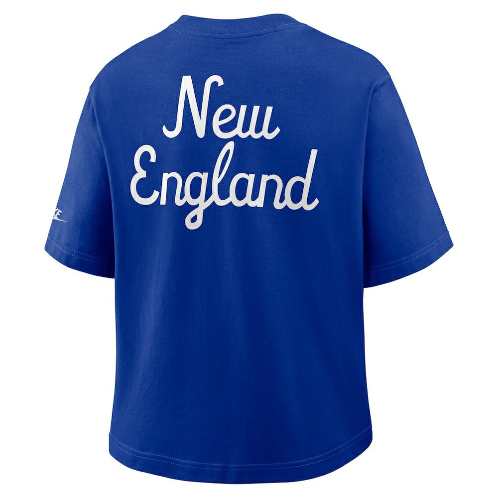 New England Patriots Women's Rewind Pocket Boxy T-Shirt - Royal - Nike