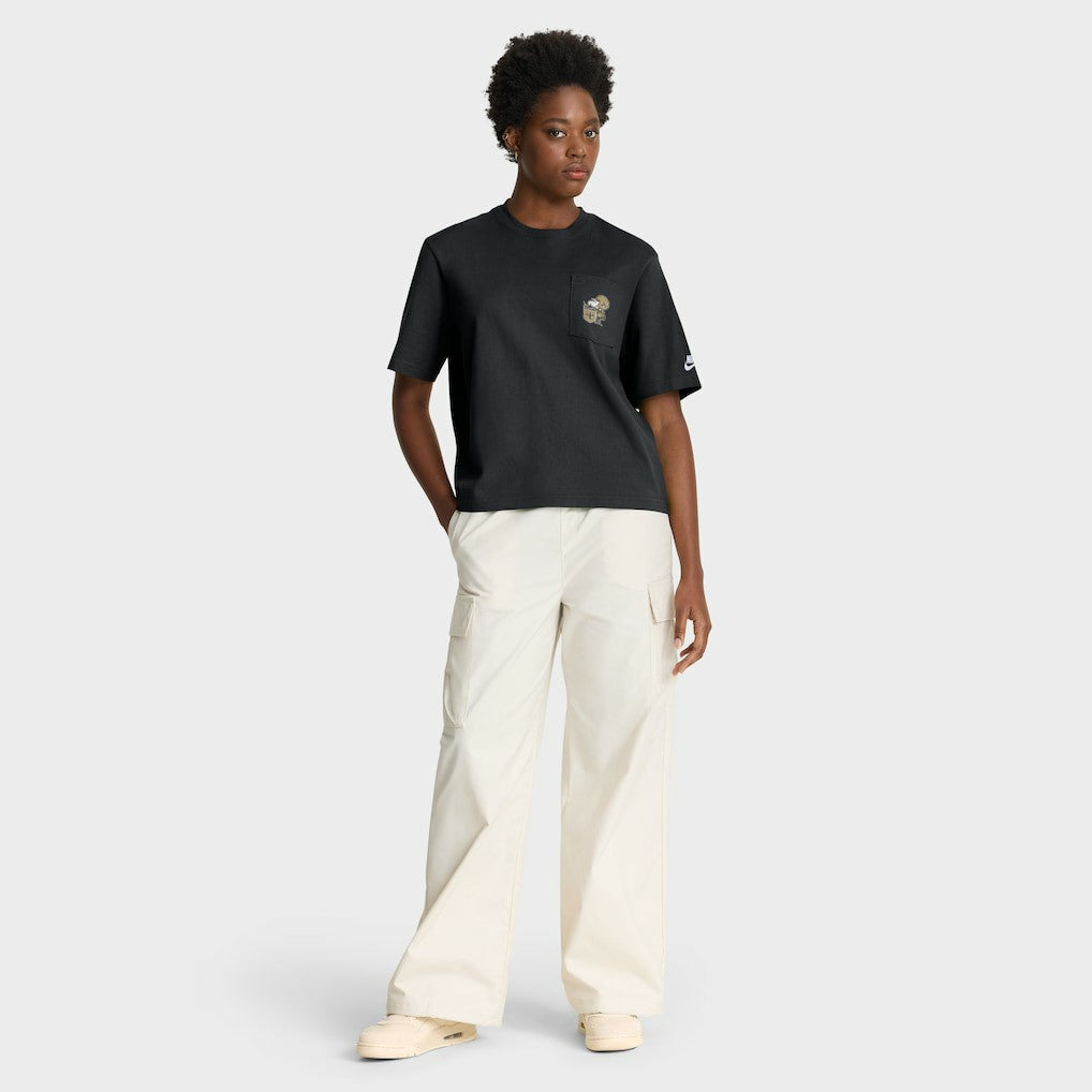 New Orleans Saints Women's Rewind Pocket Boxy T-Shirt - Black - Nike