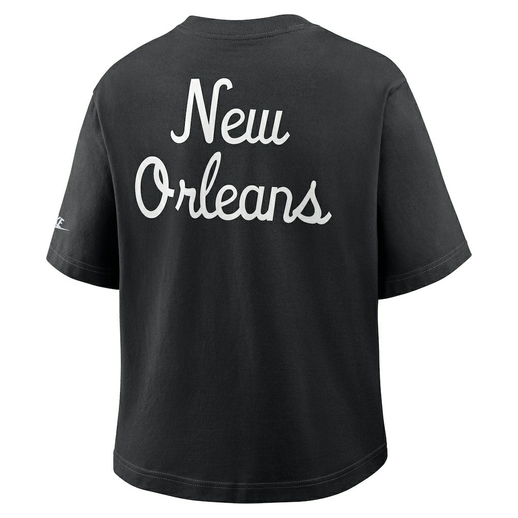 New Orleans Saints Women's Rewind Pocket Boxy T-Shirt - Black - Nike
