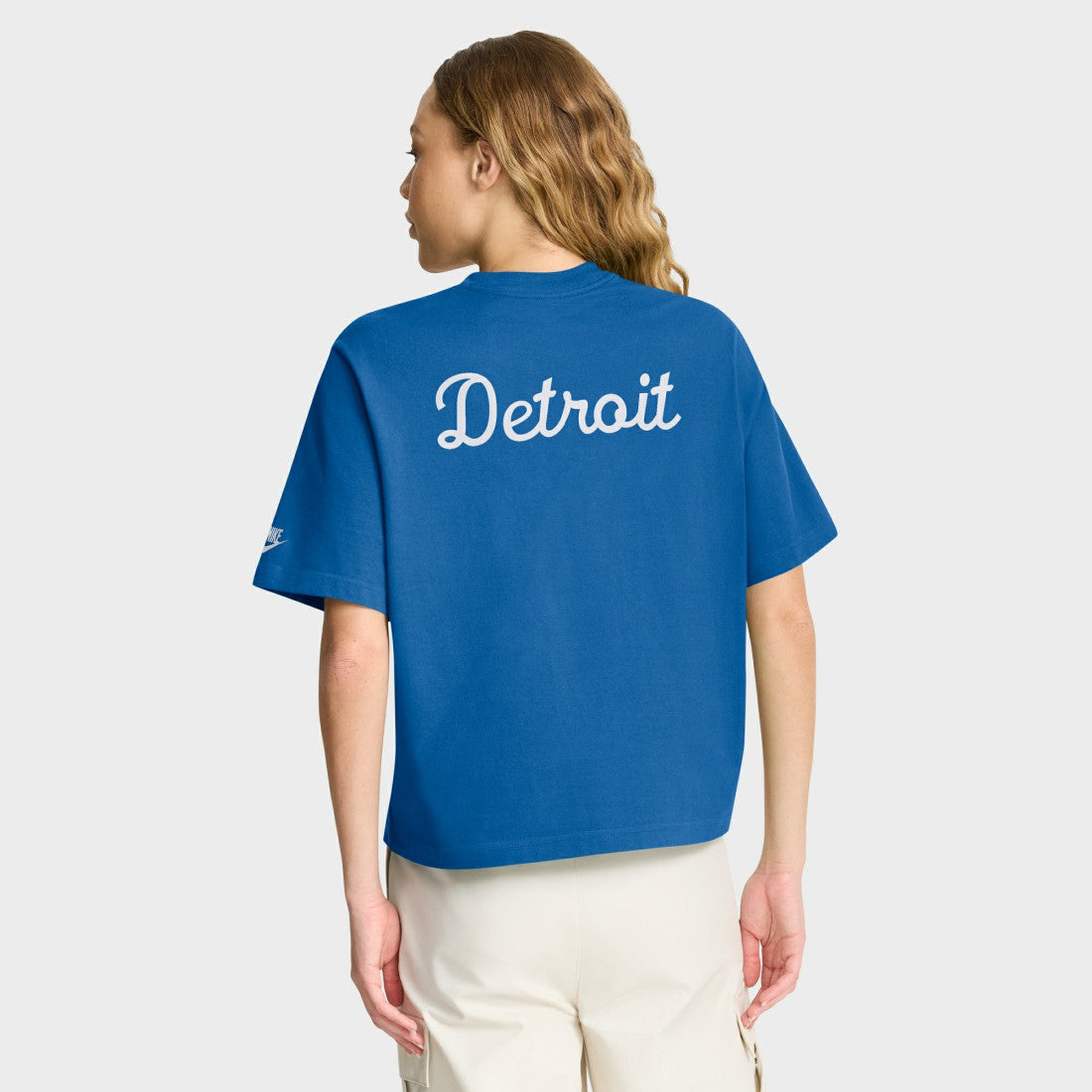 Detroit Lions Women's Rewind Pocket Boxy T-Shirt - Blue - Nike