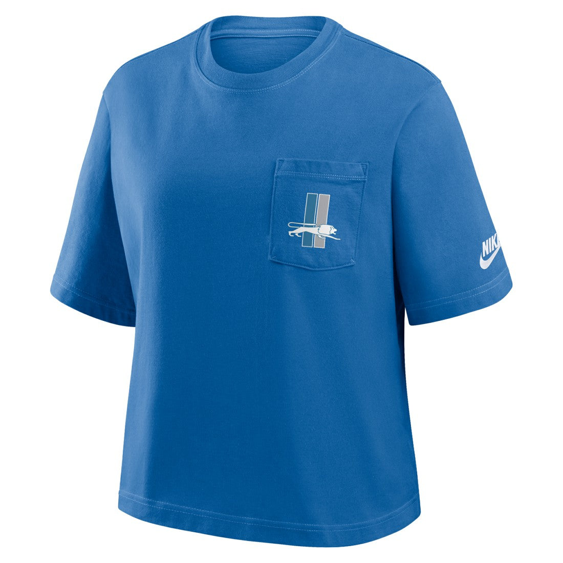 Detroit Lions Women's Rewind Pocket Boxy T-Shirt - Blue - Nike