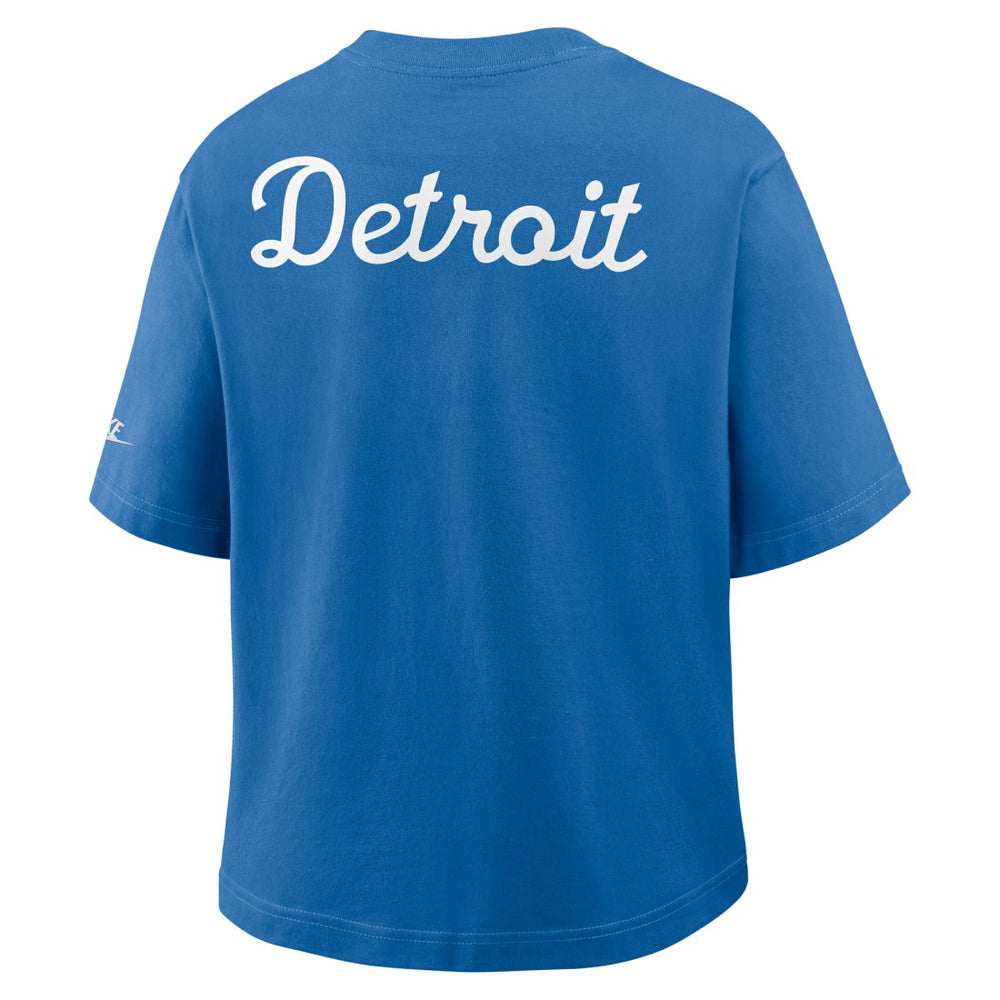 Detroit Lions Women's Rewind Pocket Boxy T-Shirt - Blue - Nike