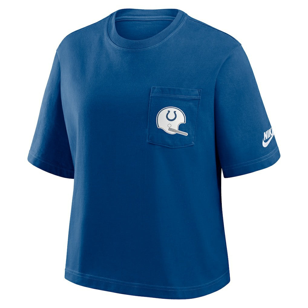 Indianapolis Colts Women's Rewind Pocket Boxy T-Shirt - Royal - Nike