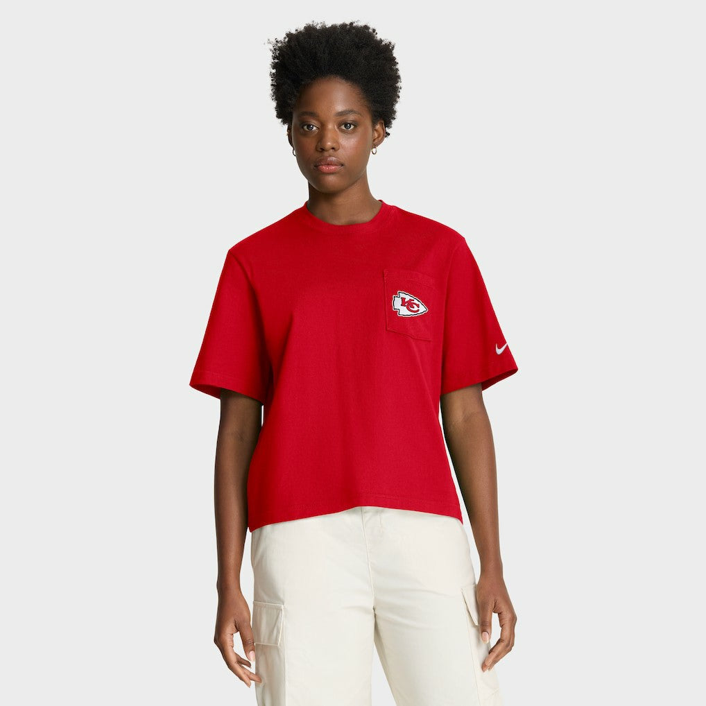Kansas City Chiefs Women's Rewind Pocket Boxy T-Shirt - Red - Nike