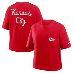 Kansas City Chiefs Women's Rewind Pocket Boxy T-Shirt - Red - Nike
