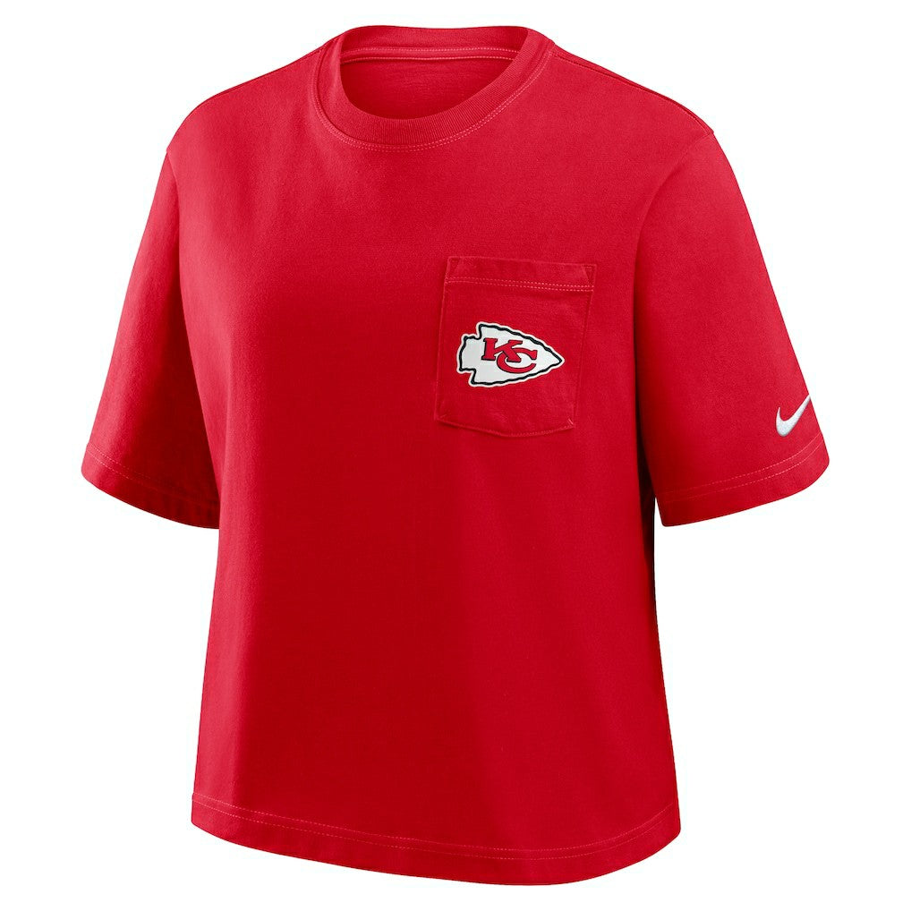 Kansas City Chiefs Women's Rewind Pocket Boxy T-Shirt - Red - Nike