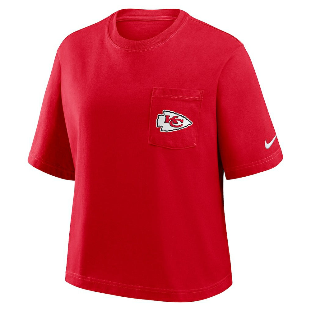Kansas City Chiefs Women's Rewind Pocket Boxy T-Shirt - Red - Nike