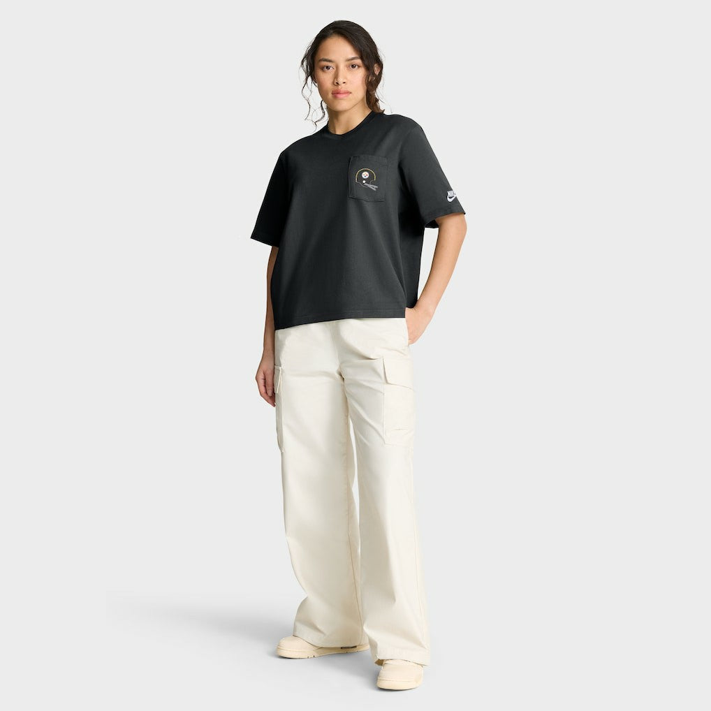 Pittsburgh Steelers Women's Rewind Pocket Boxy T-Shirt - Black - Nike