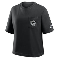 Las Vegas Raiders Women's Rewind Pocket Boxy T-Shirt - Black - Nike