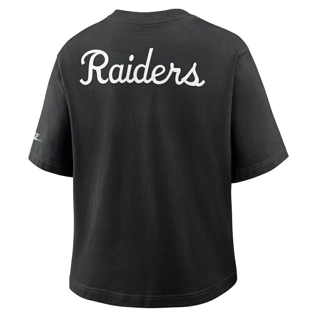 Las Vegas Raiders Women's Rewind Pocket Boxy T-Shirt - Black - Nike