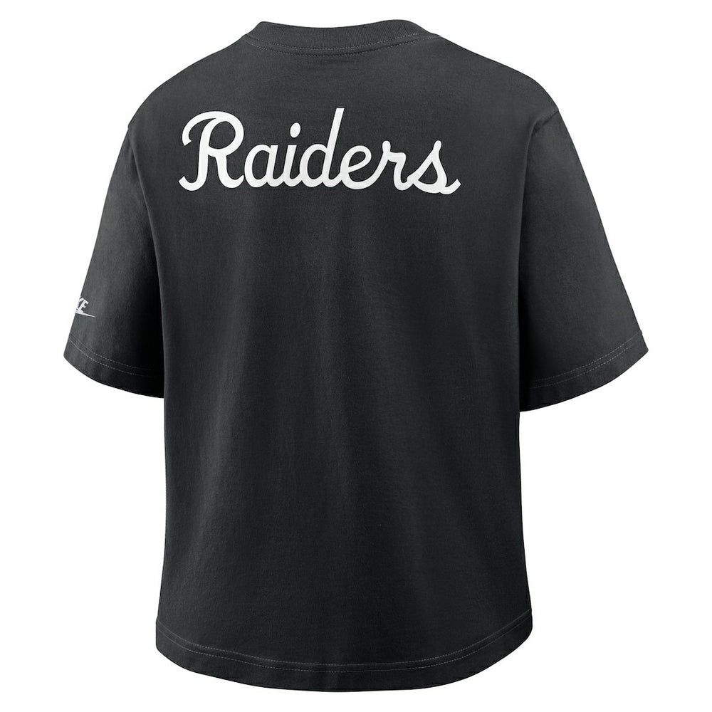 Las Vegas Raiders Women's Rewind Pocket Boxy T-Shirt - Black - Nike