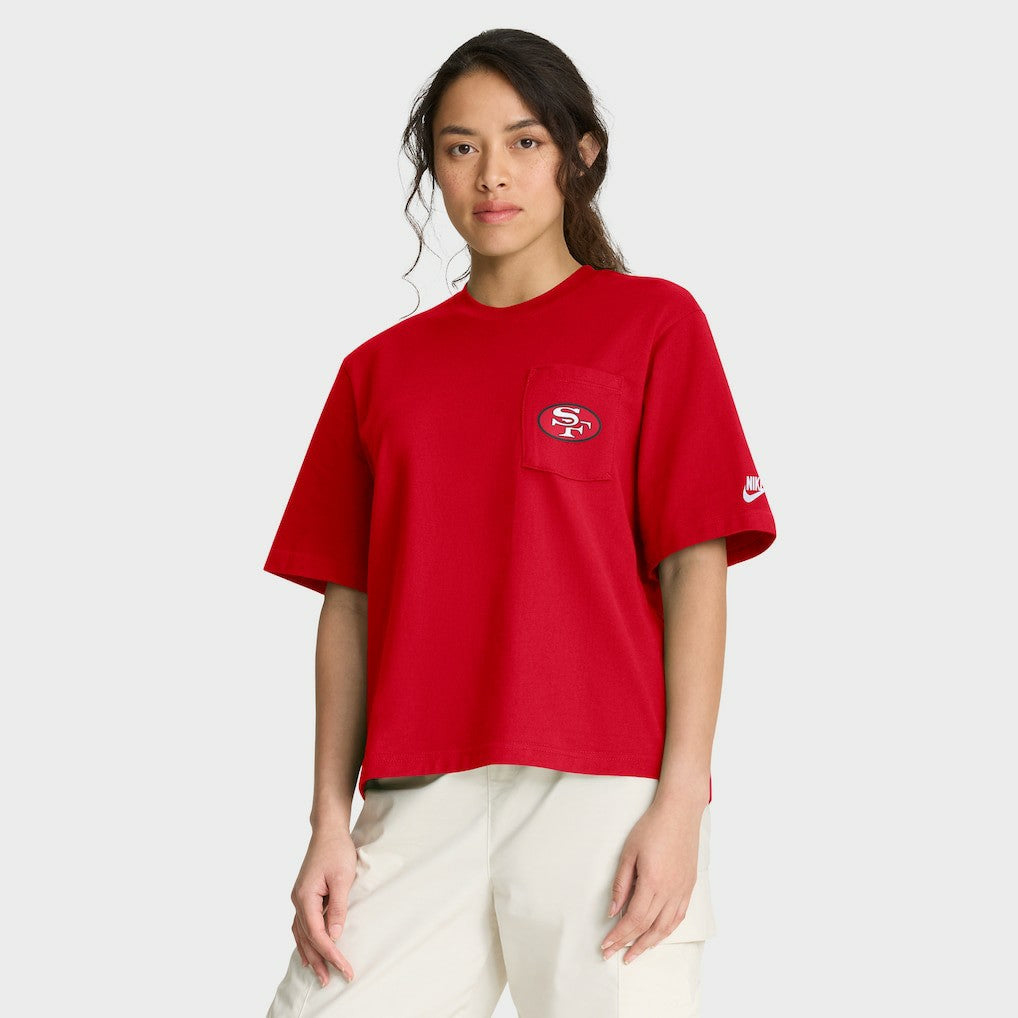 San Francisco 49ers Women's Rewind Pocket Boxy T-Shirt - Scarlet - Nike