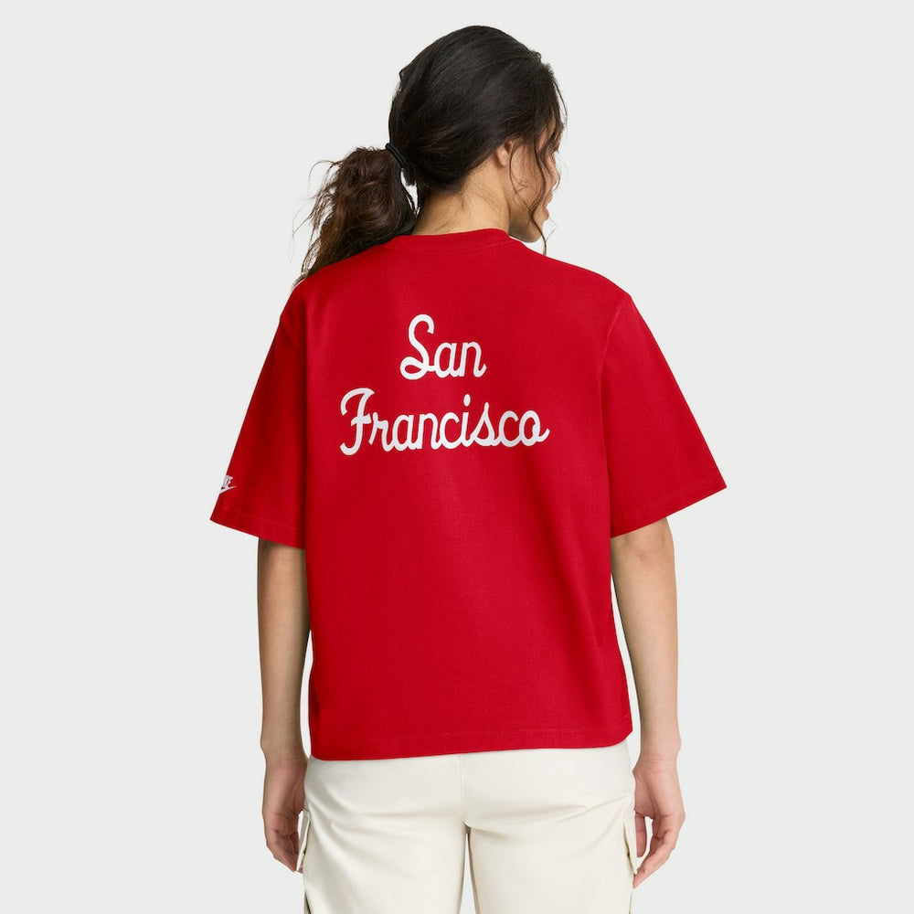 San Francisco 49ers Women's Rewind Pocket Boxy T-Shirt - Scarlet - Nike