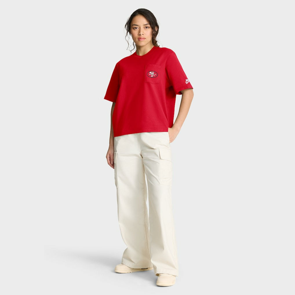 San Francisco 49ers Women's Rewind Pocket Boxy T-Shirt - Scarlet - Nike