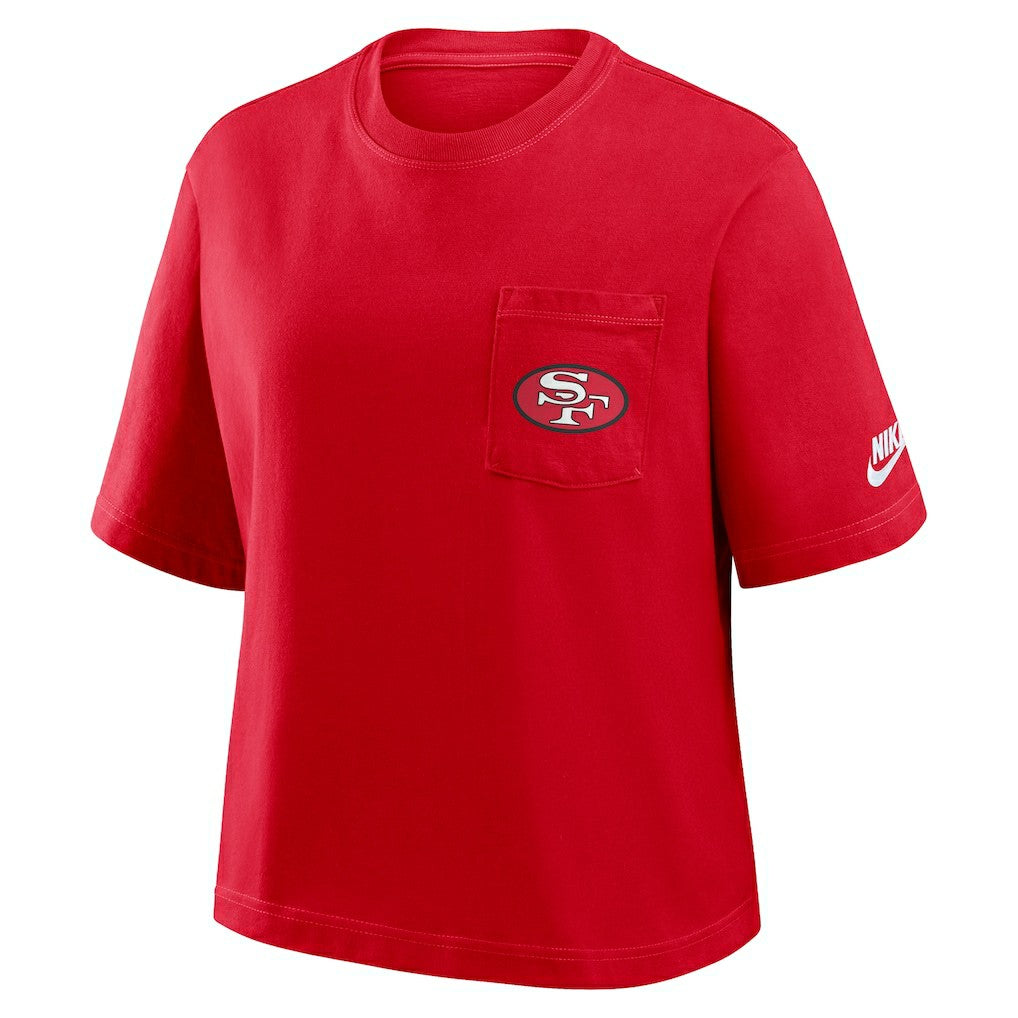 San Francisco 49ers Women's Rewind Pocket Boxy T-Shirt - Scarlet - Nike
