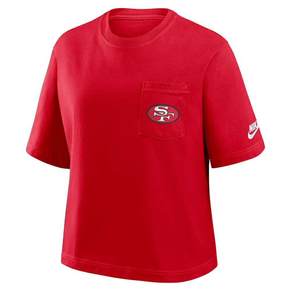 San Francisco 49ers Women's Rewind Pocket Boxy T-Shirt - Scarlet - Nike