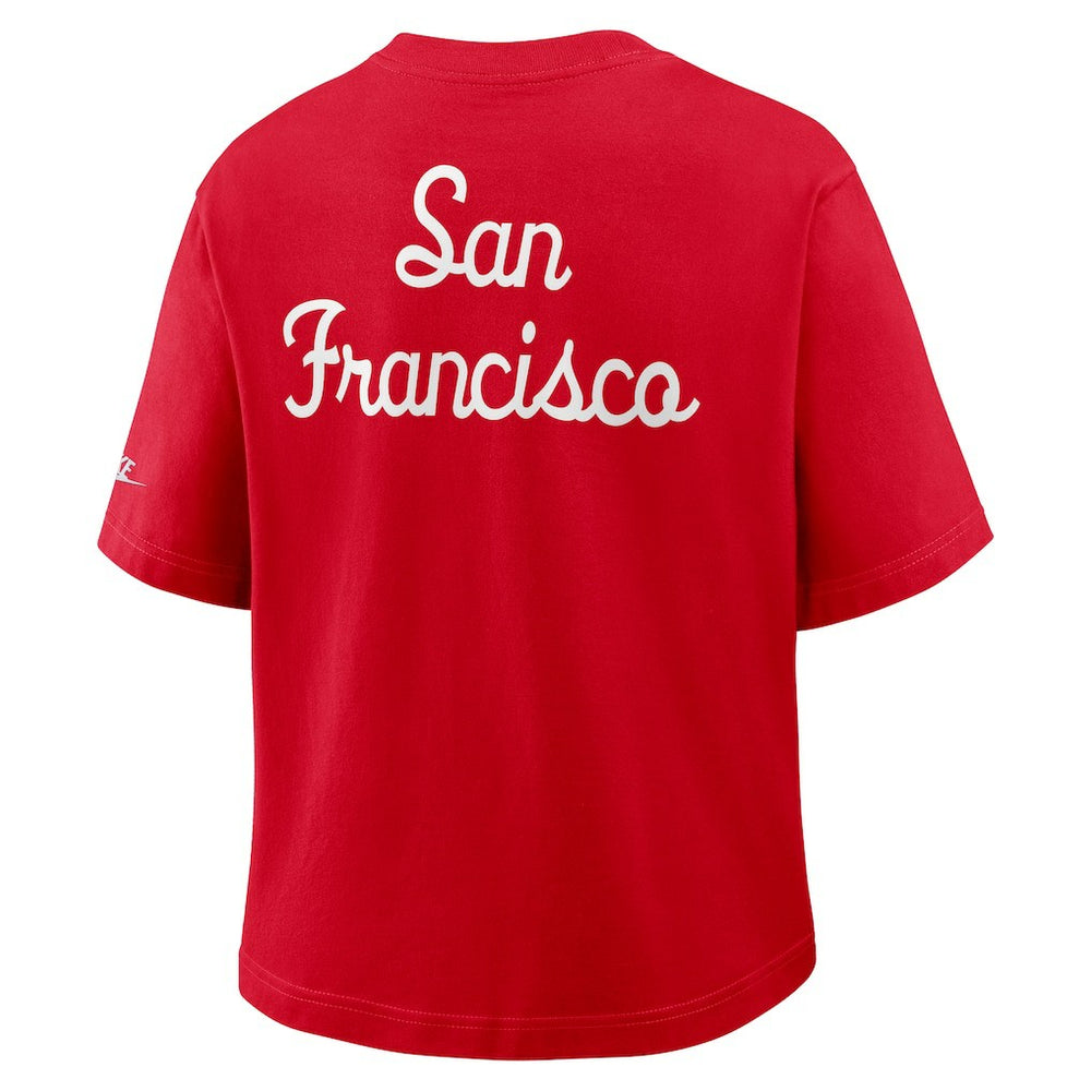 San Francisco 49ers Women's Rewind Pocket Boxy T-Shirt - Scarlet - Nike