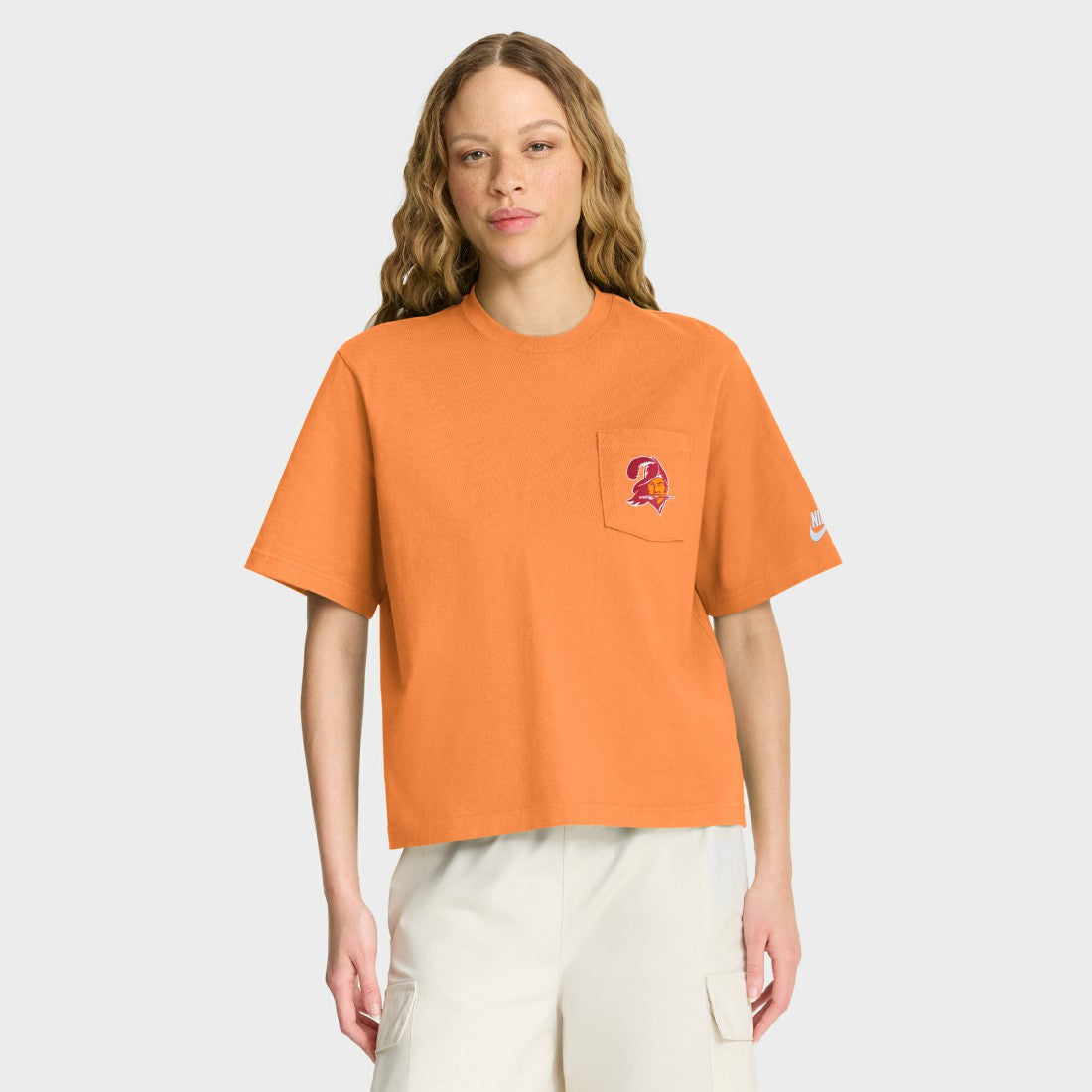 Tampa Bay Buccaneers Women's Rewind Pocket Boxy T-Shirt - Orange - Nike