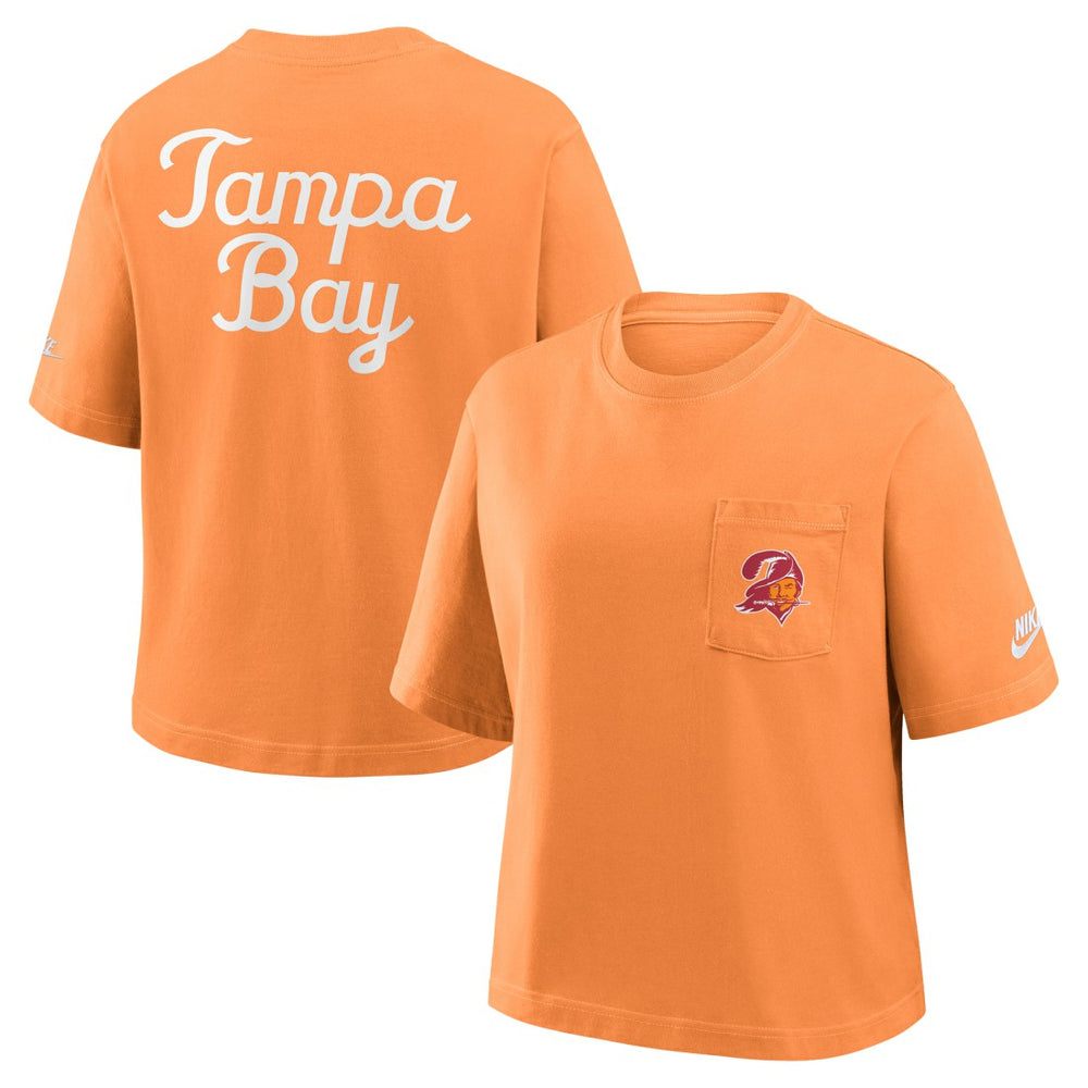 Tampa Bay Buccaneers Women's Rewind Pocket Boxy T-Shirt - Orange - Nike
