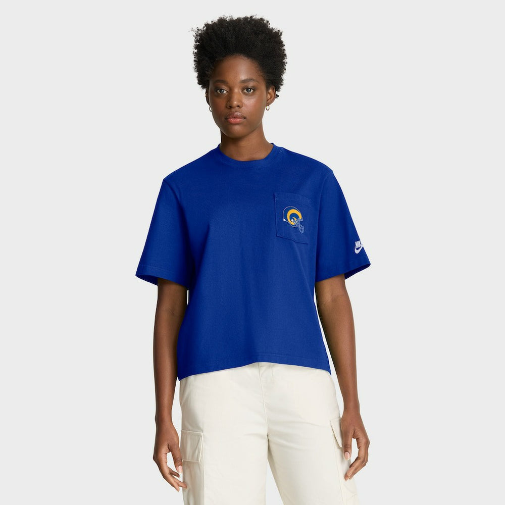 Los Angeles Rams Women's Rewind Pocket Boxy T-Shirt - Royal - Nike