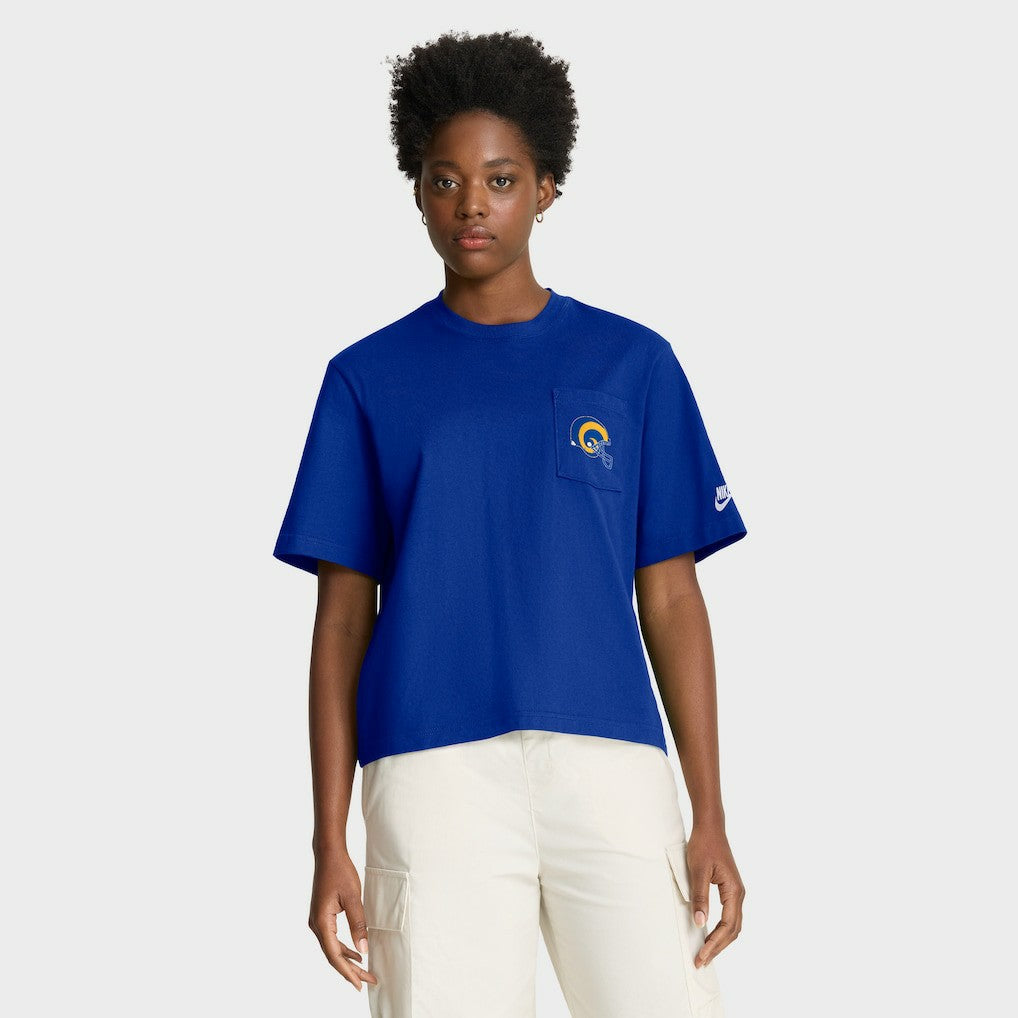 Los Angeles Rams Women's Rewind Pocket Boxy T-Shirt - Royal - Nike