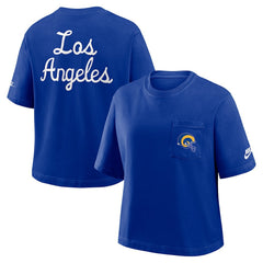 Los Angeles Rams Women's Rewind Pocket Boxy T-Shirt - Royal - Nike