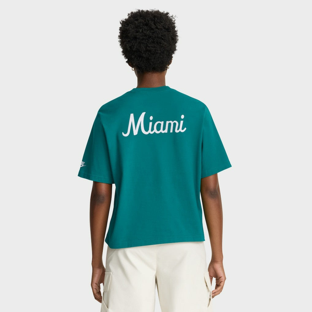 Miami Dolphins Women's Rewind Pocket Boxy T-Shirt - Aqua - Nike