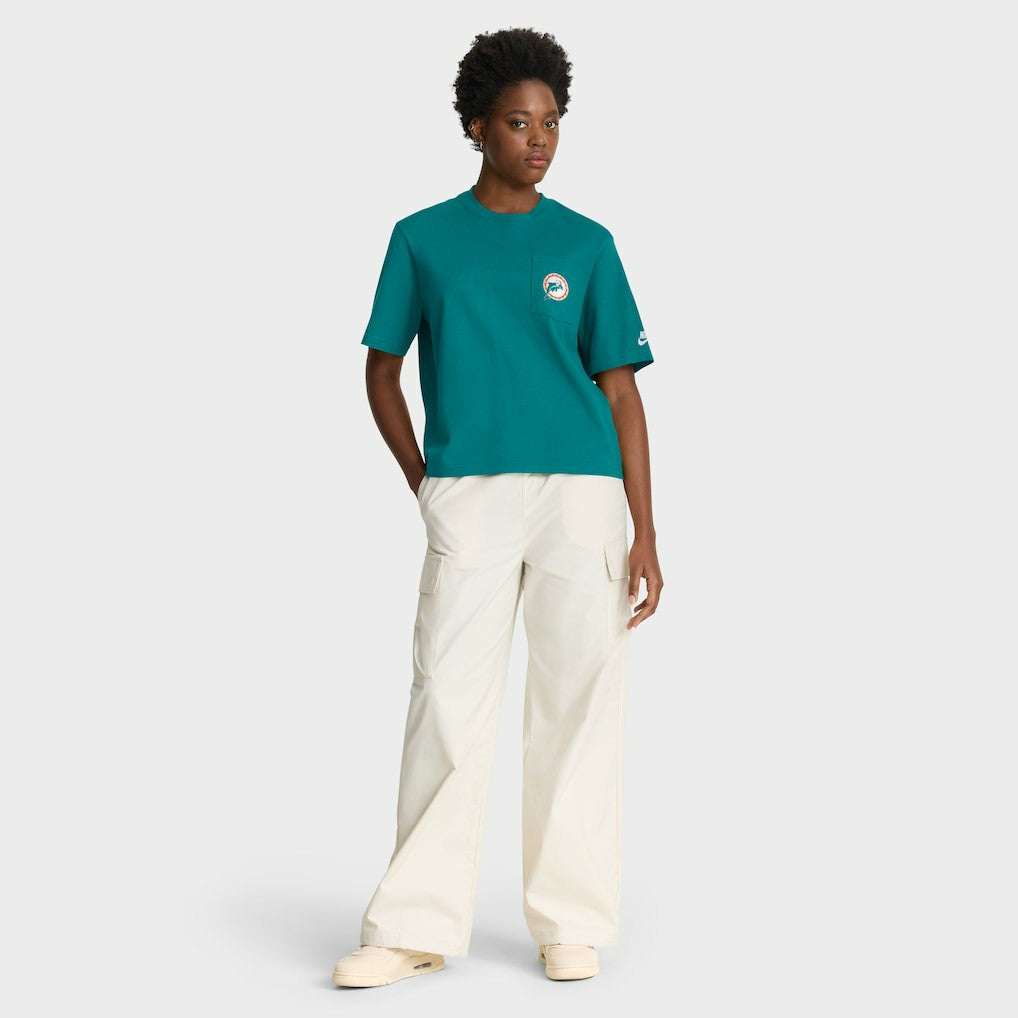 Miami Dolphins Women's Rewind Pocket Boxy T-Shirt - Aqua - Nike