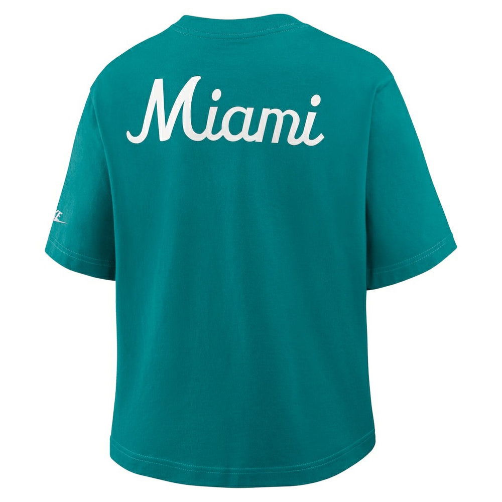 Miami Dolphins Women's Rewind Pocket Boxy T-Shirt - Aqua - Nike