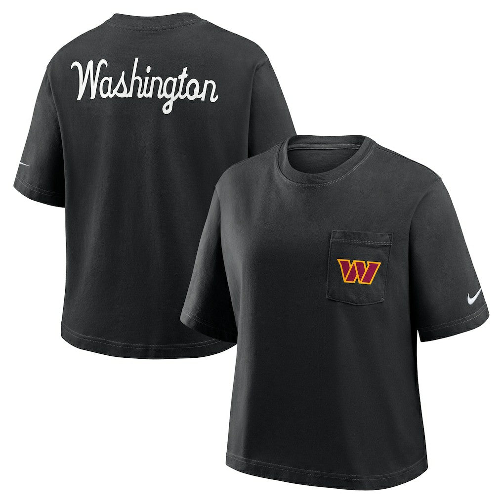 Washington Commanders Women's Rewind Pocket Boxy T-Shirt - Black - Nike
