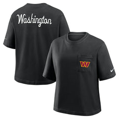 Washington Commanders Women's Rewind Pocket Boxy T-Shirt - Black - Nike