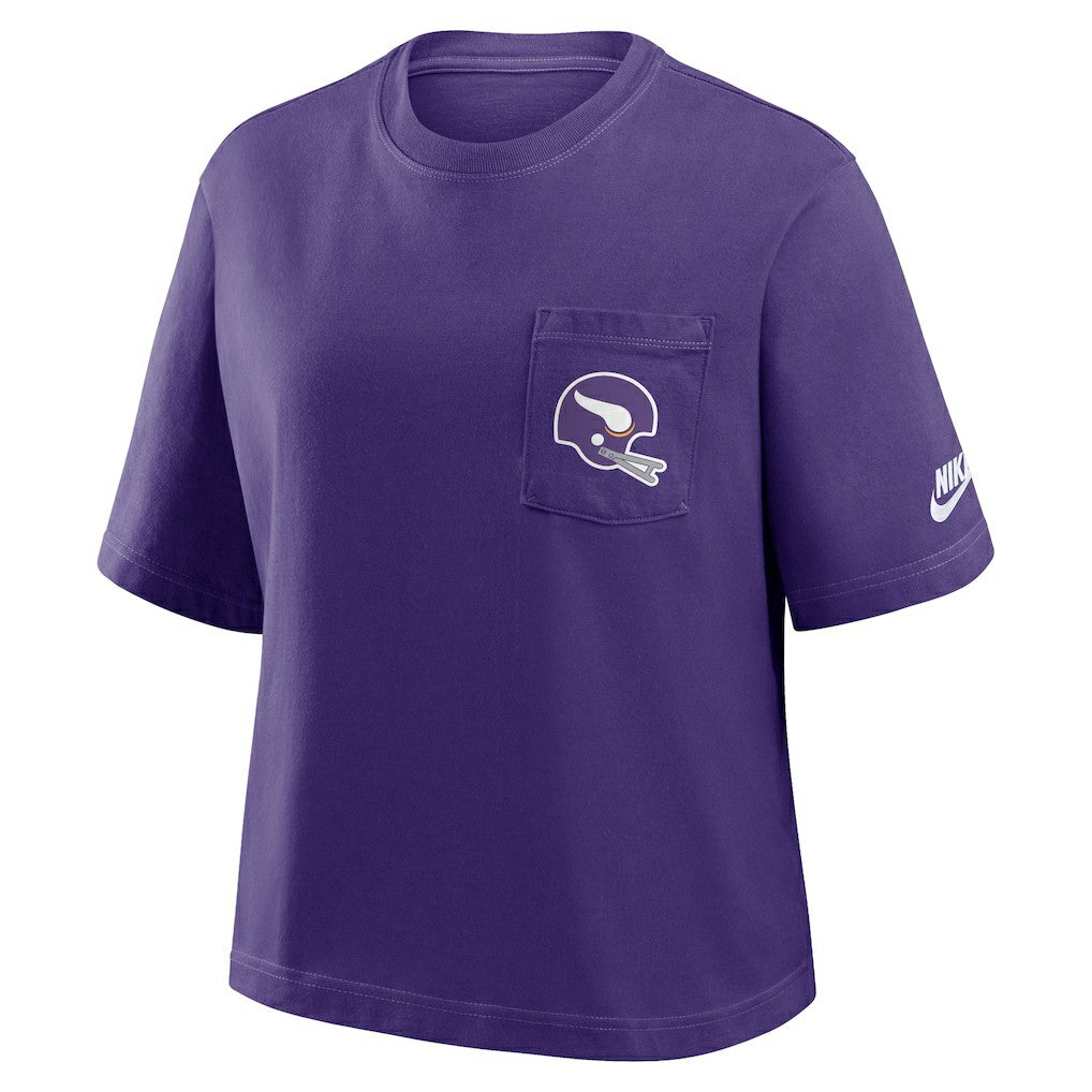 Minnesota Vikings Women's Rewind Pocket Boxy T-Shirt - Purple - Nike