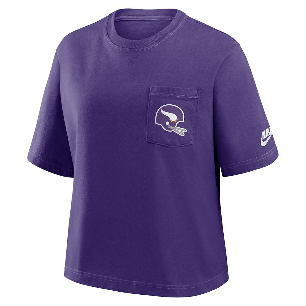 Minnesota Vikings Women's Rewind Pocket Boxy T-Shirt - Purple - Nike