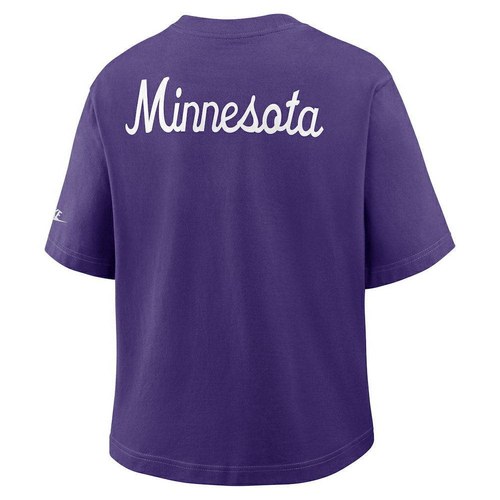Minnesota Vikings Women's Rewind Pocket Boxy T-Shirt - Purple - Nike