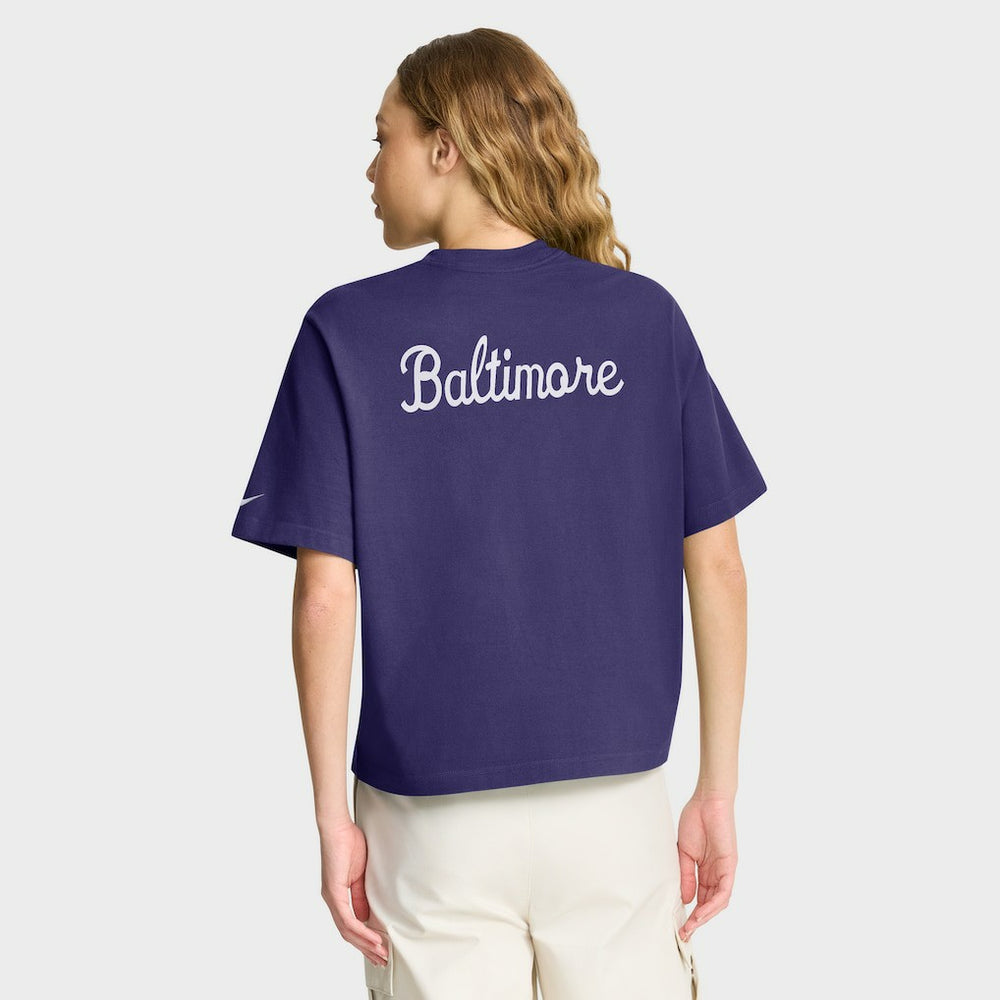 Baltimore Ravens Women's Rewind Pocket Boxy T-Shirt - Purple - Nike