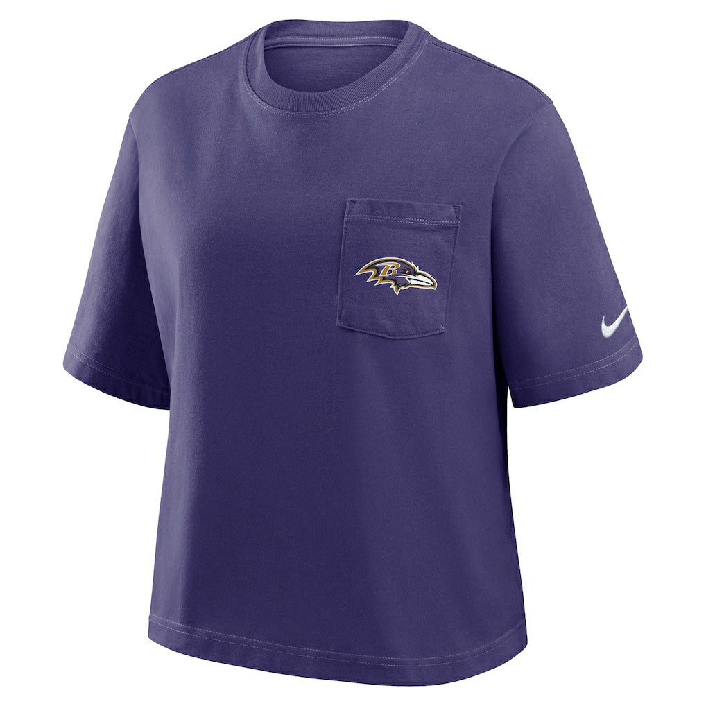 Baltimore Ravens Women's Rewind Pocket Boxy T-Shirt - Purple - Nike