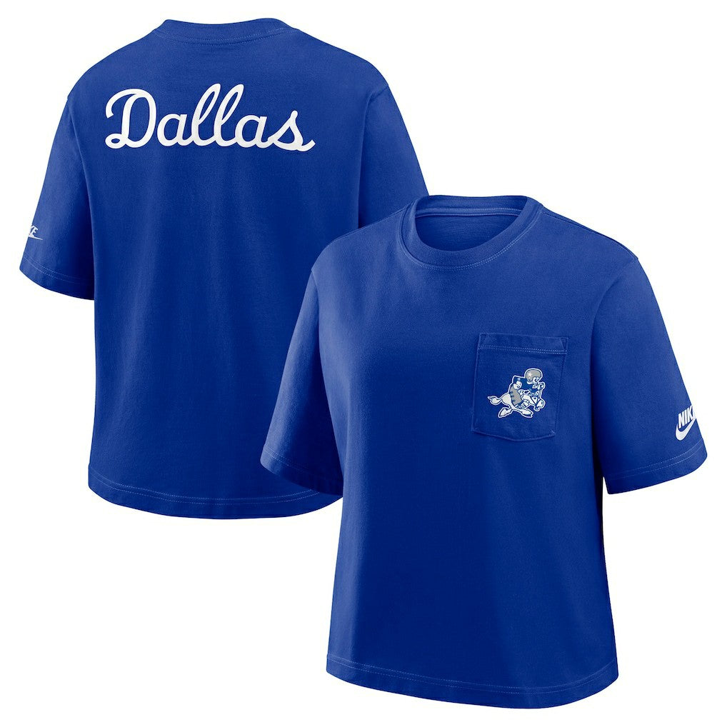 Dallas Cowboys Women's Rewind Pocket Boxy T-Shirt - Royal - Nike