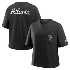 Atlanta Falcons Women's Rewind Pocket Boxy T-Shirt - Black - Nike