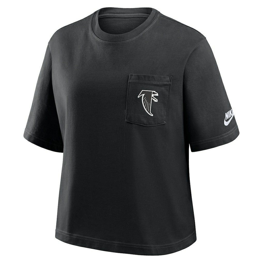 Atlanta Falcons Women's Rewind Pocket Boxy T-Shirt - Black - Nike
