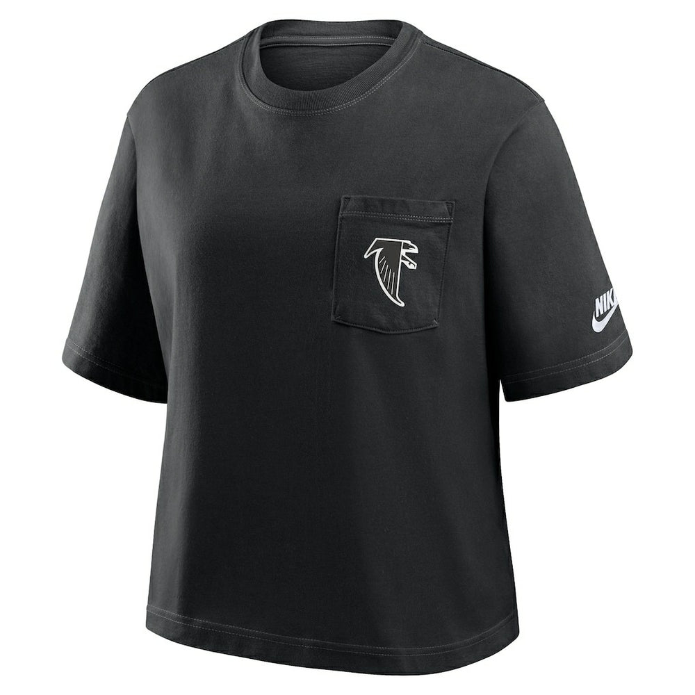 Atlanta Falcons Women's Rewind Pocket Boxy T-Shirt - Black - Nike