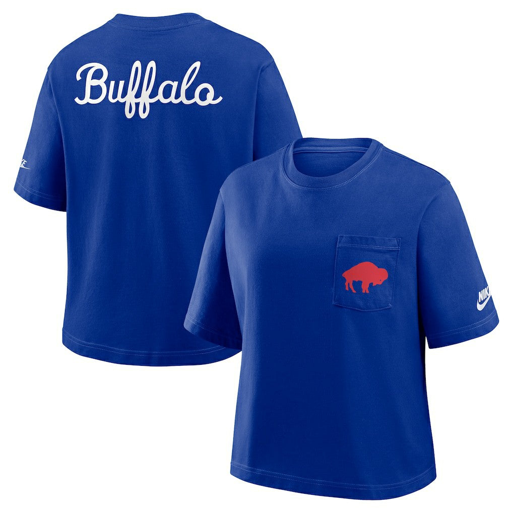 Buffalo Bills Women's Rewind Pocket Boxy T-Shirt - Royal - Nike