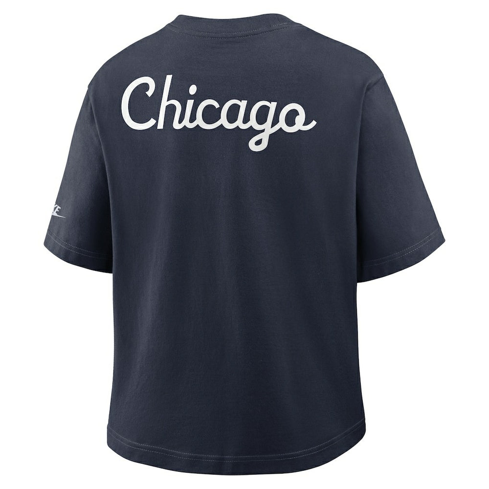 Chicago Bears Women's Rewind Pocket Boxy T-Shirt - Navy - Nike