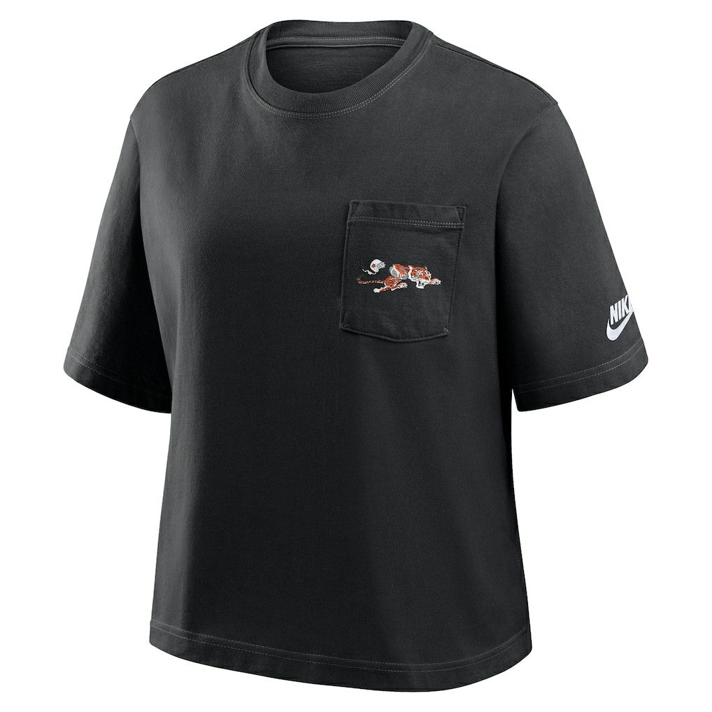 Cincinnati Bengals Women's Rewind Pocket Boxy T-Shirt - Black - Nike