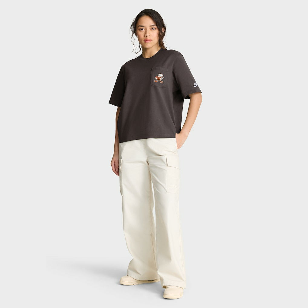 Cleveland Browns Women's Rewind Pocket Boxy T-Shirt - Brown - Nike