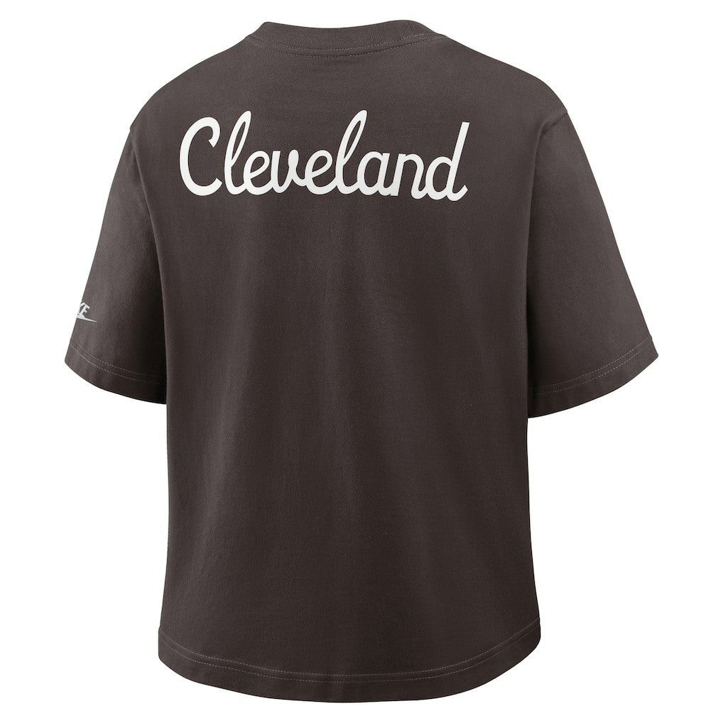 Cleveland Browns Women's Rewind Pocket Boxy T-Shirt - Brown - Nike