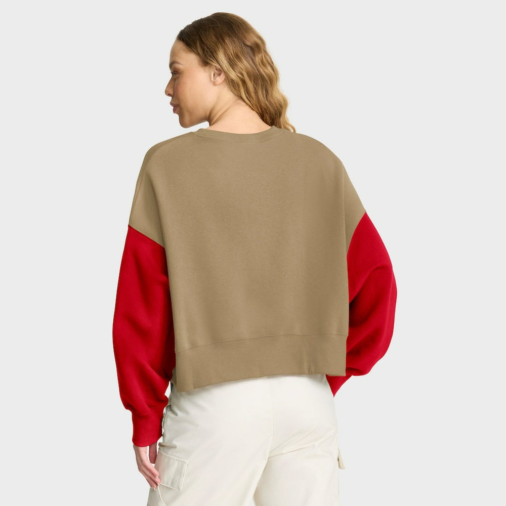 San Francisco 49ers Women's Oversized Rewind Pullover Sweatshirt - Tan - Nike