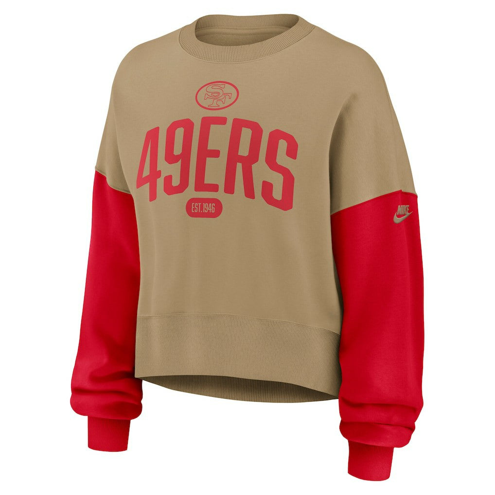 San Francisco 49ers Women's Oversized Rewind Pullover Sweatshirt - Tan - Nike