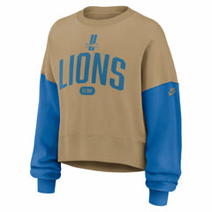 Detroit Lions Women's Oversized Rewind Pullover Sweatshirt - Tan - Nike