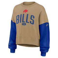 Buffalo Bills Women's Oversized Rewind Pullover Sweatshirt - Tan - Nike