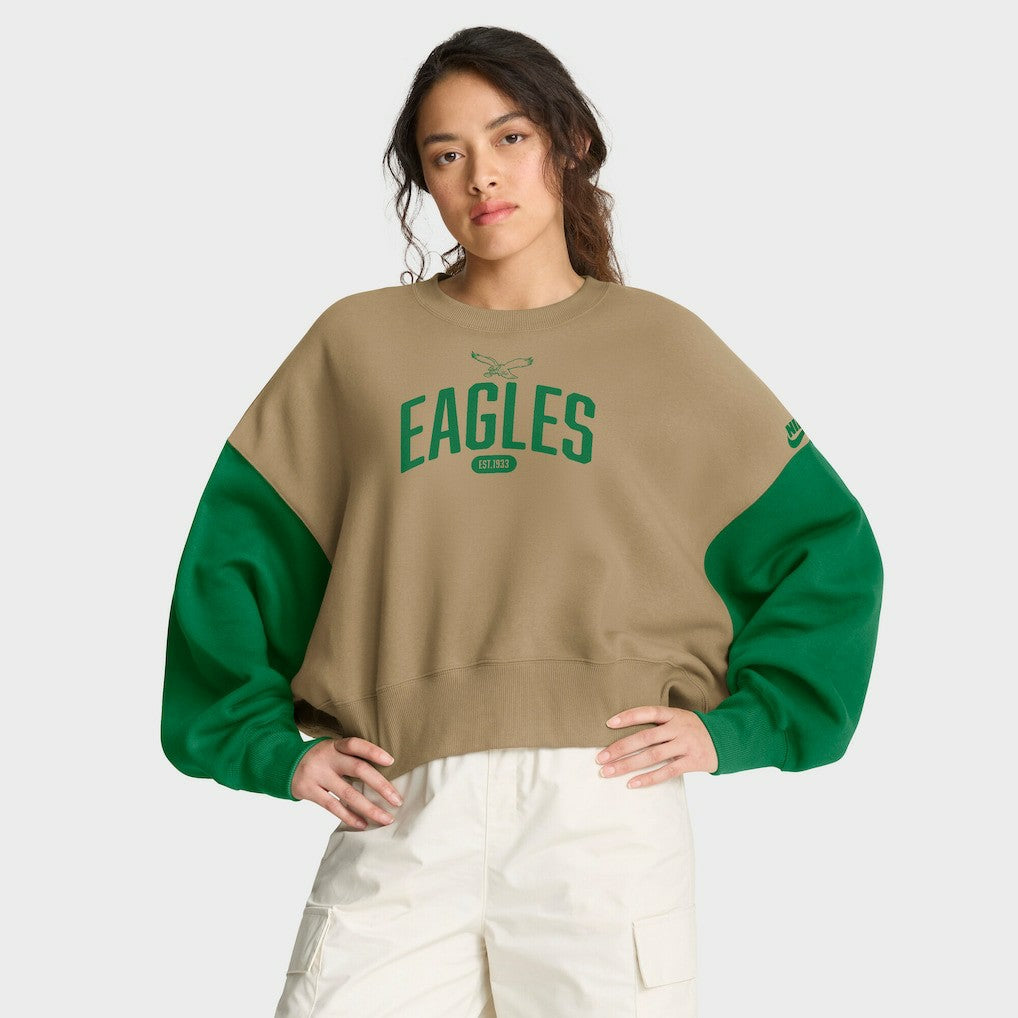 Philadelphia Eagles Women's Oversized Rewind Pullover Sweatshirt - Tan - Nike